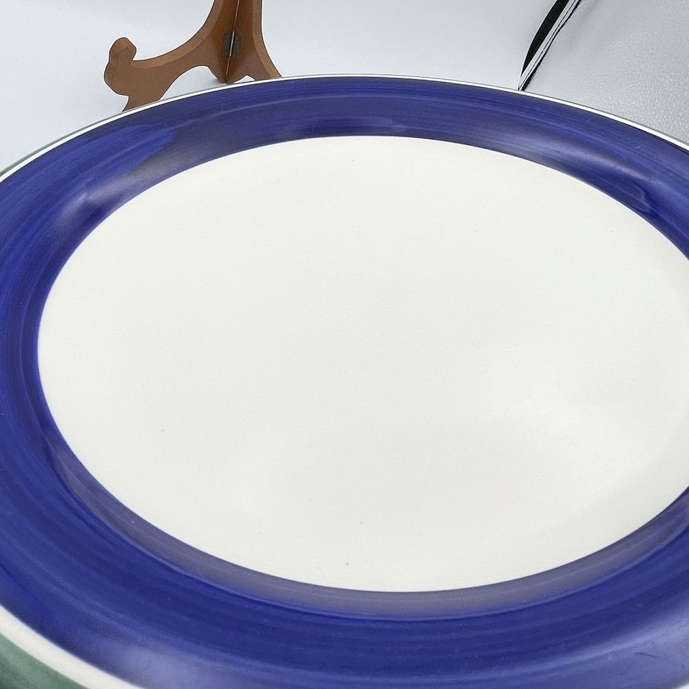 Vintage‎ 1990s Gibson Oceanside Blue Green Stripe Dinner Plates Set of 2 - Picture 9 of 14